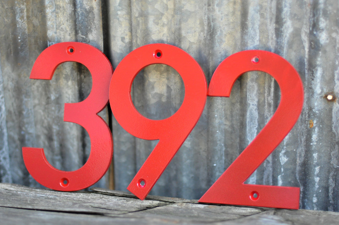 Red Powder Coated Aluminum Numbers