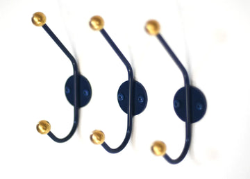 Set of 3 Hooks- Mid Century Double Wall Hook